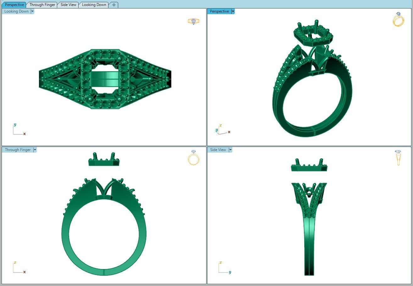Ring229 emerald cut diamond engagement ring gold 3D print model_8