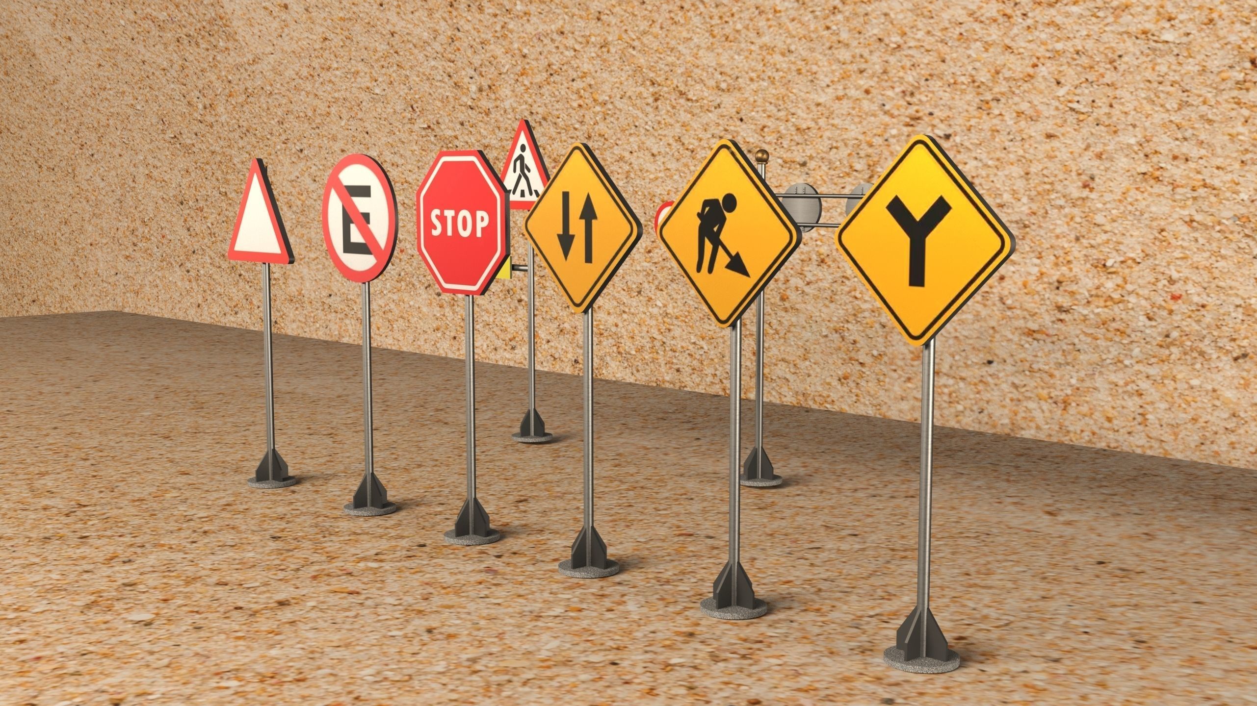 traffic signal Free low-poly 3D model_4