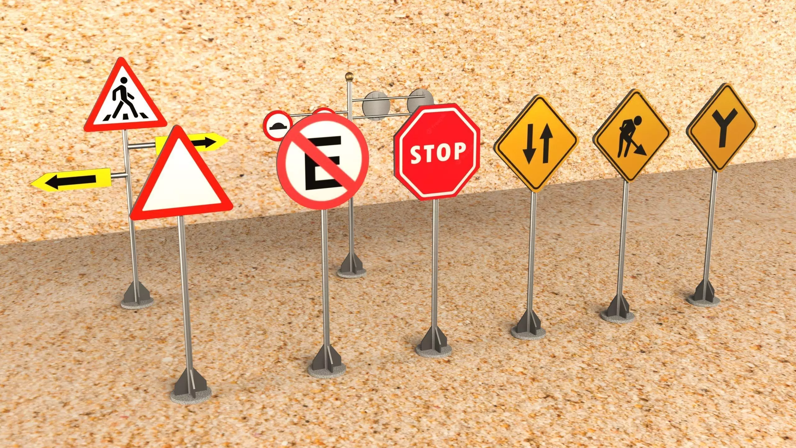 traffic signal Free low-poly 3D model_0