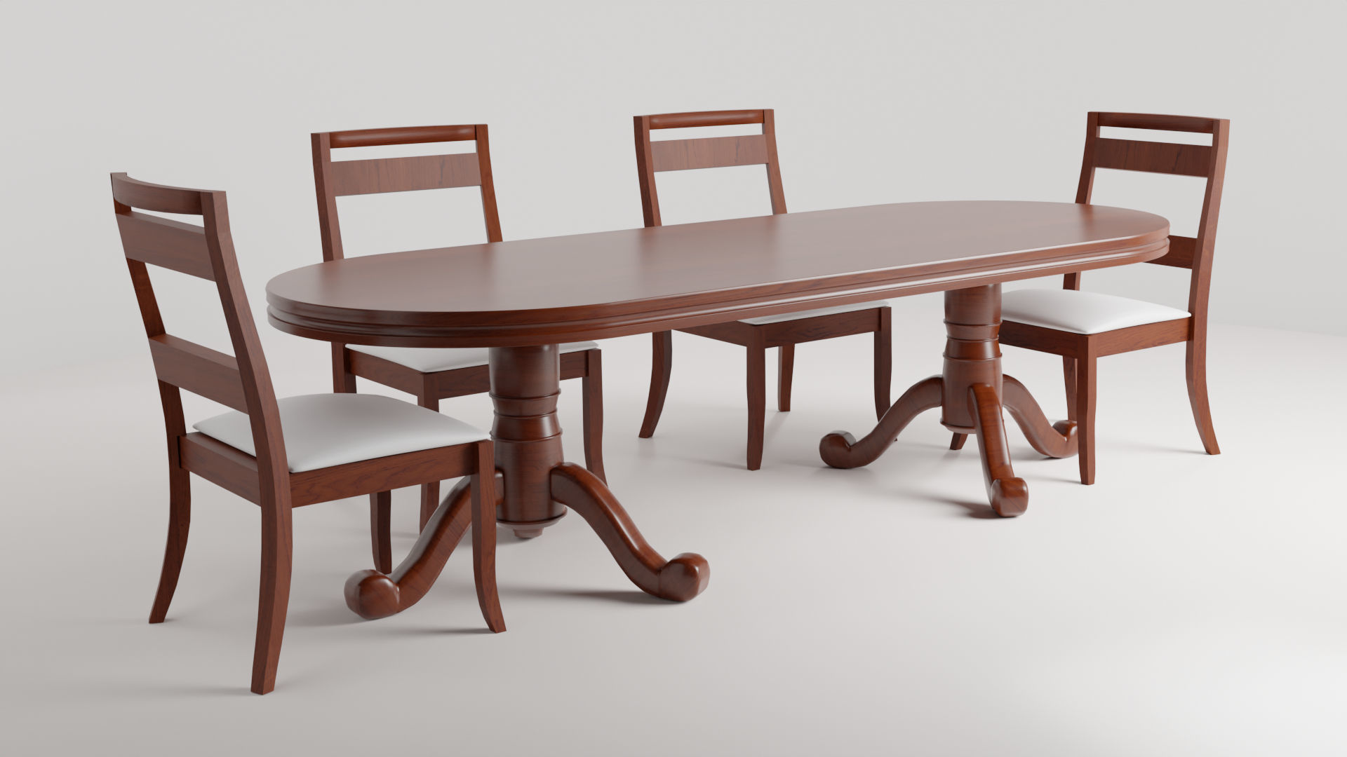 Classic Dinner Table 3D model_2