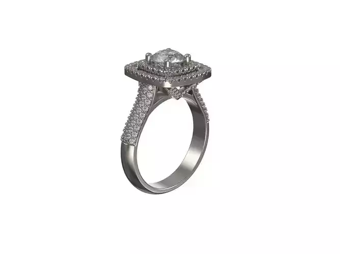 Halo ring with diamonds