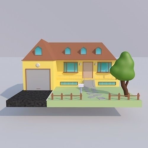 House Lowpoly simpsons Free low-poly 3D model