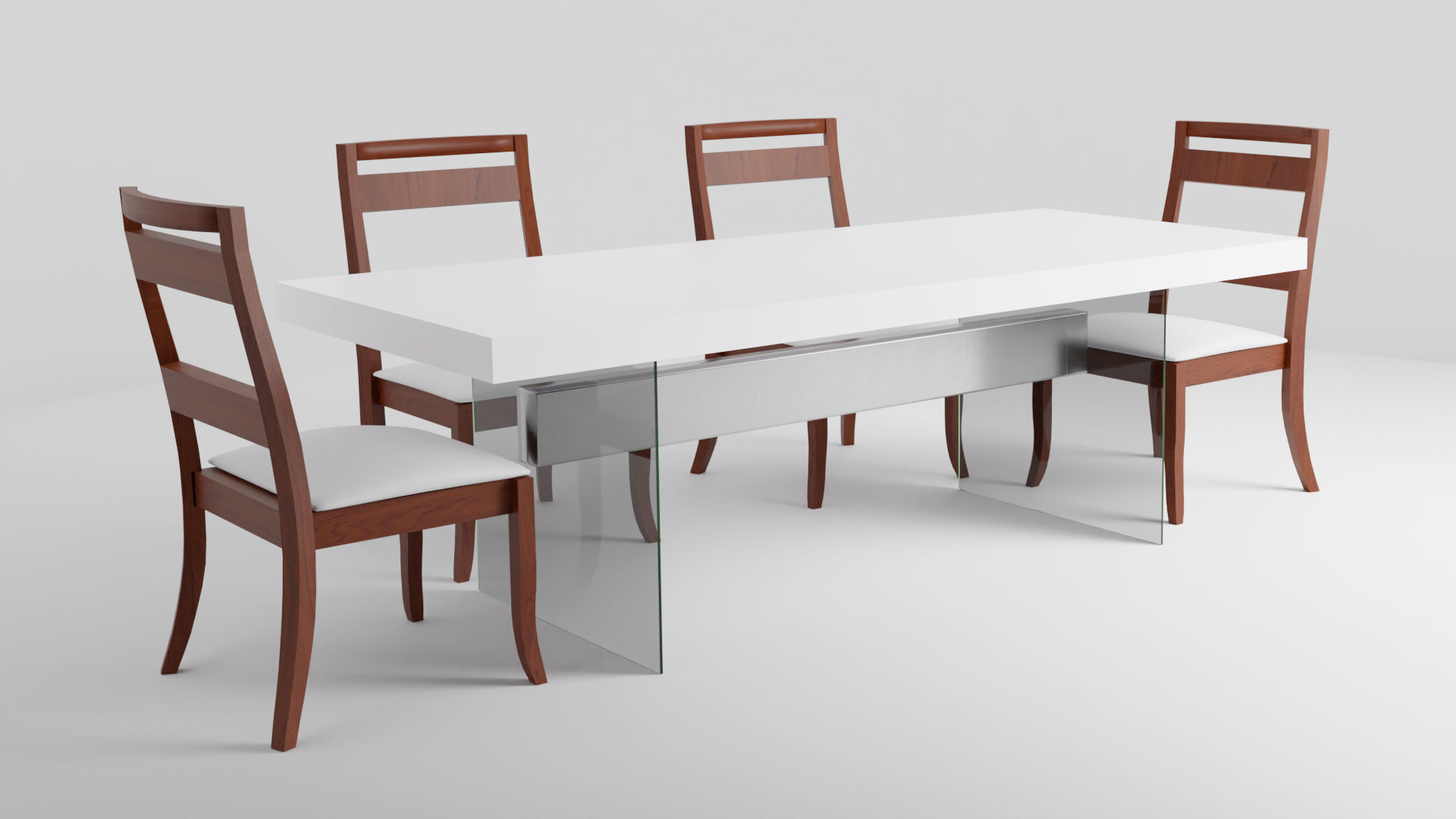 Modern Dinner Table Low-poly 3D model_2