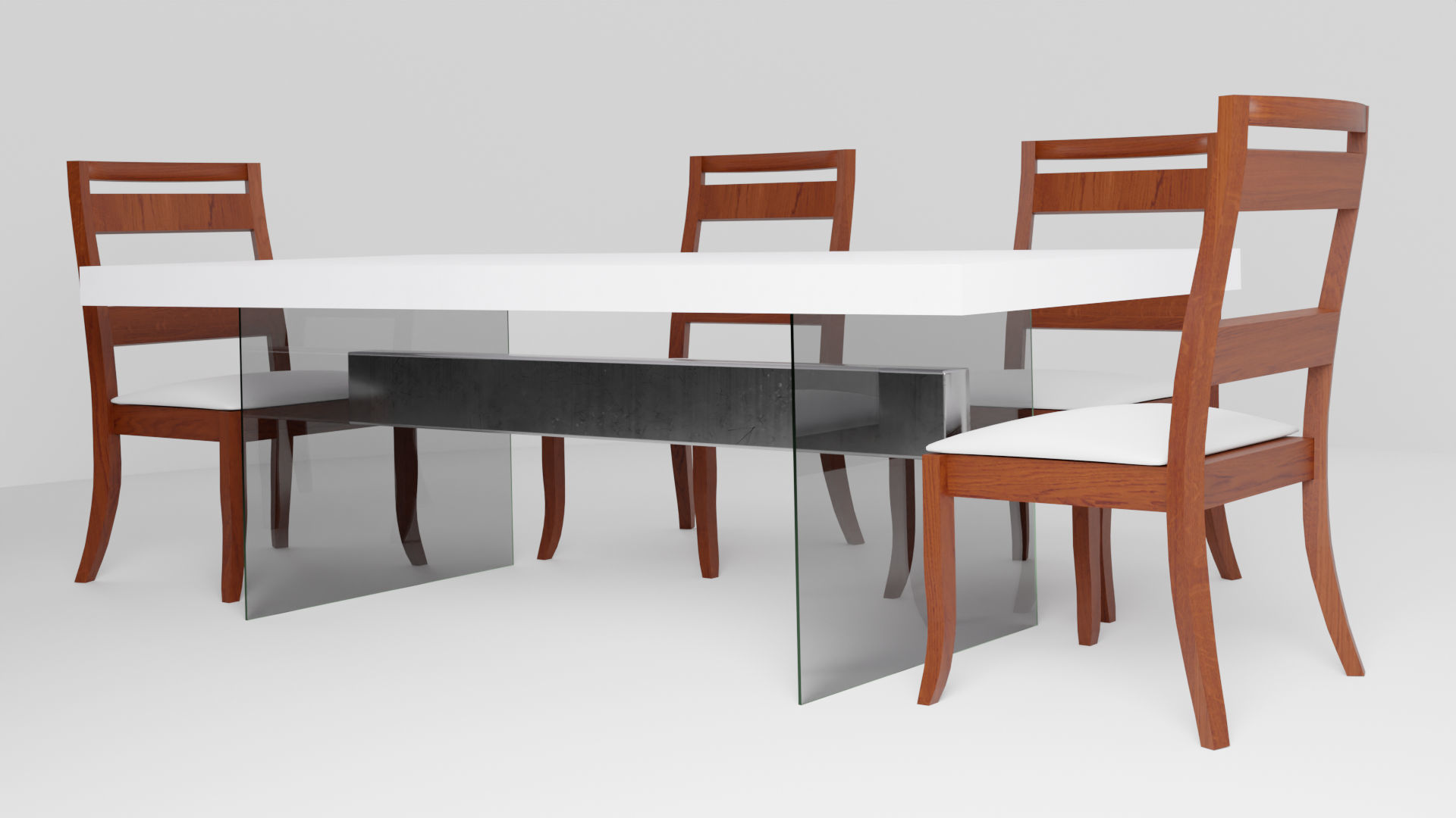 Modern Dinner Table Low-poly 3D model_3