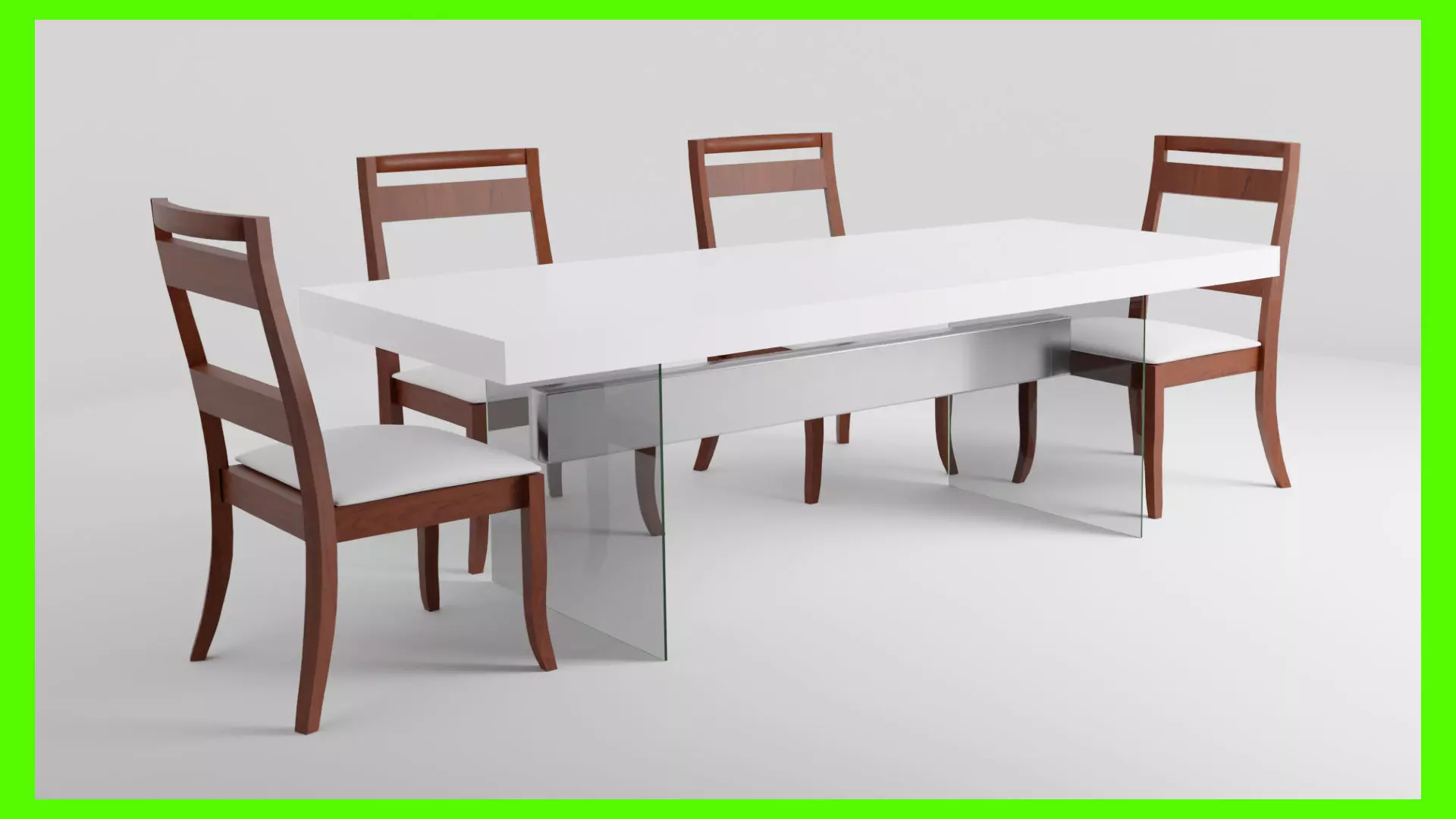 Modern Dinner Table Low-poly 3D model_0