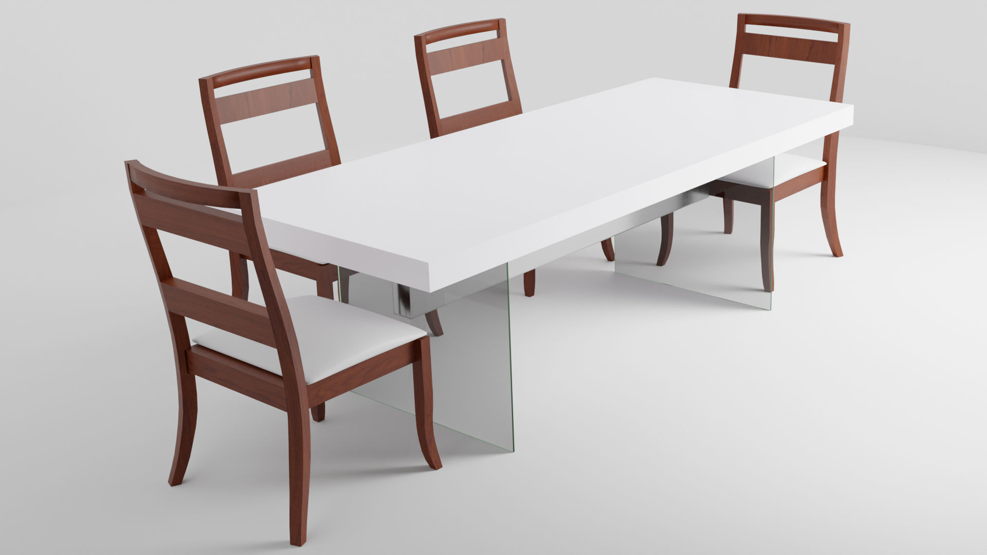 Modern Dinner Table Low-poly 3D model_1
