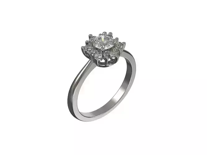 Halo ring with diamonds