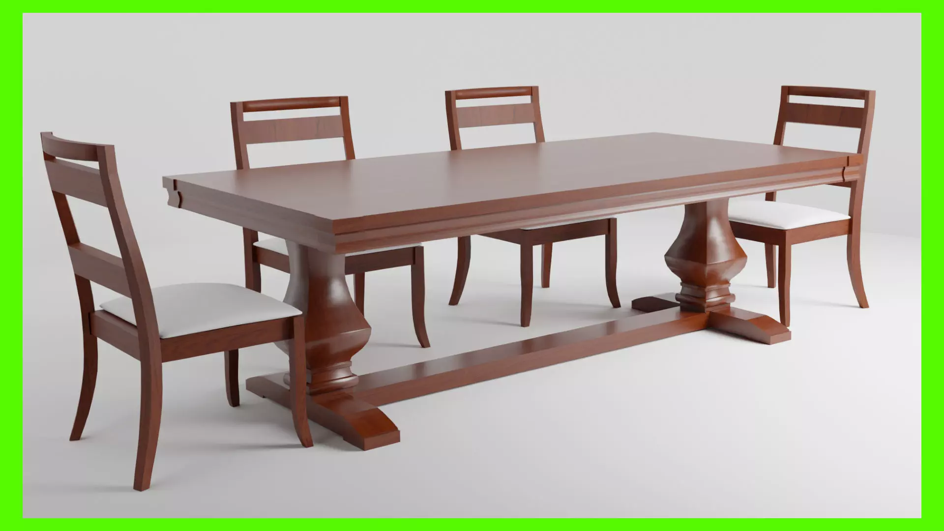 Classic Dinner Table Low-poly 3D model_0