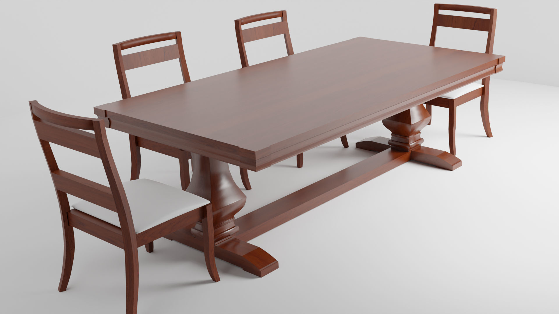 Classic Dinner Table Low-poly 3D model_1