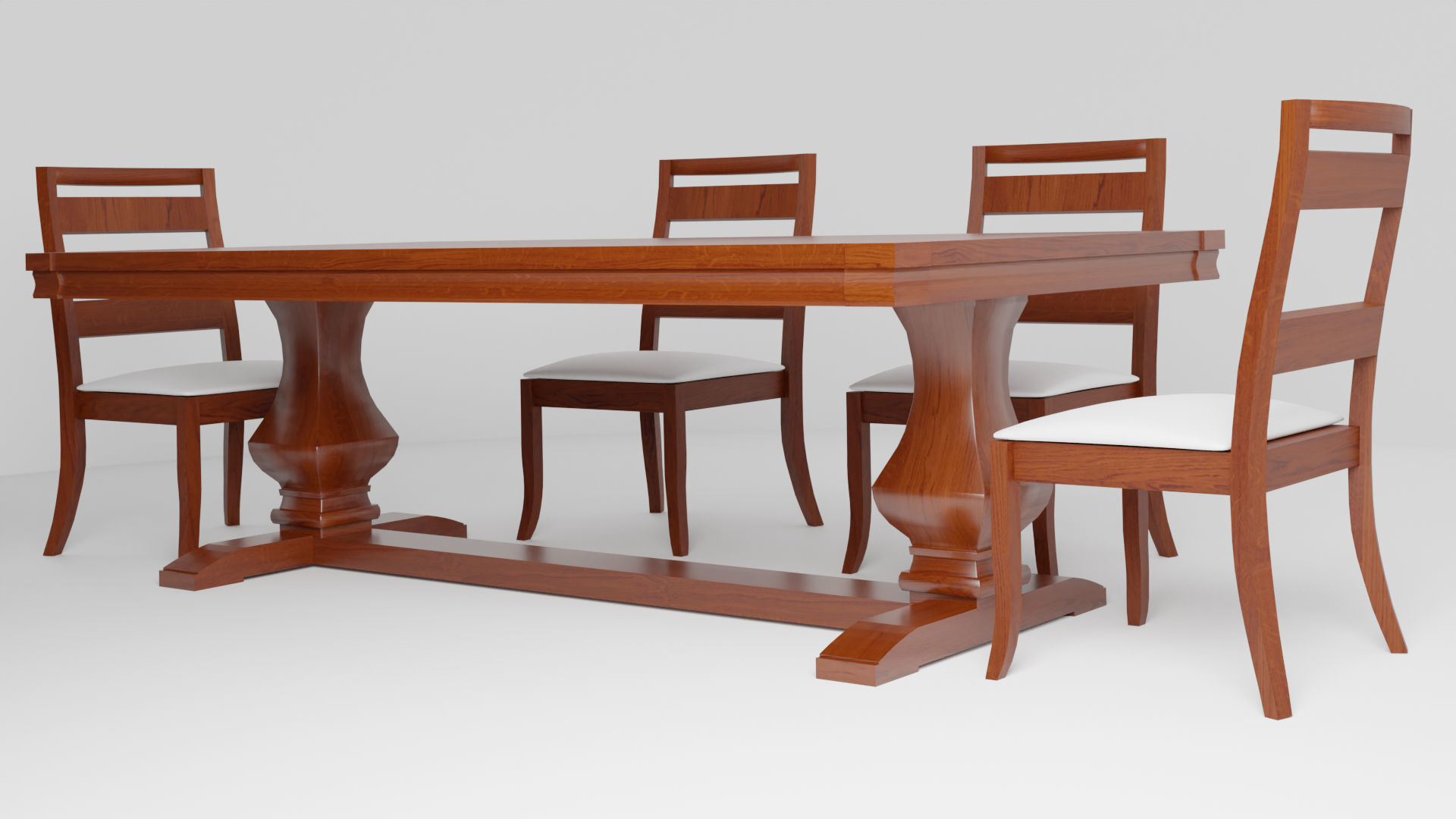 Classic Dinner Table Low-poly 3D model_3
