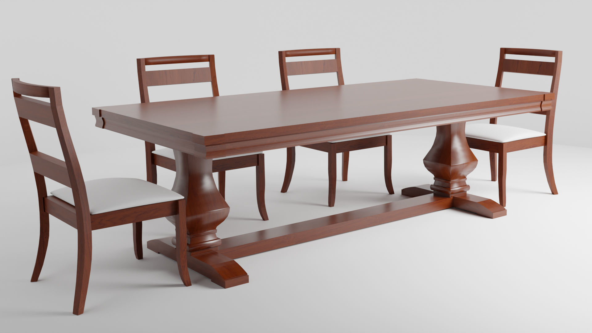 Classic Dinner Table Low-poly 3D model_2