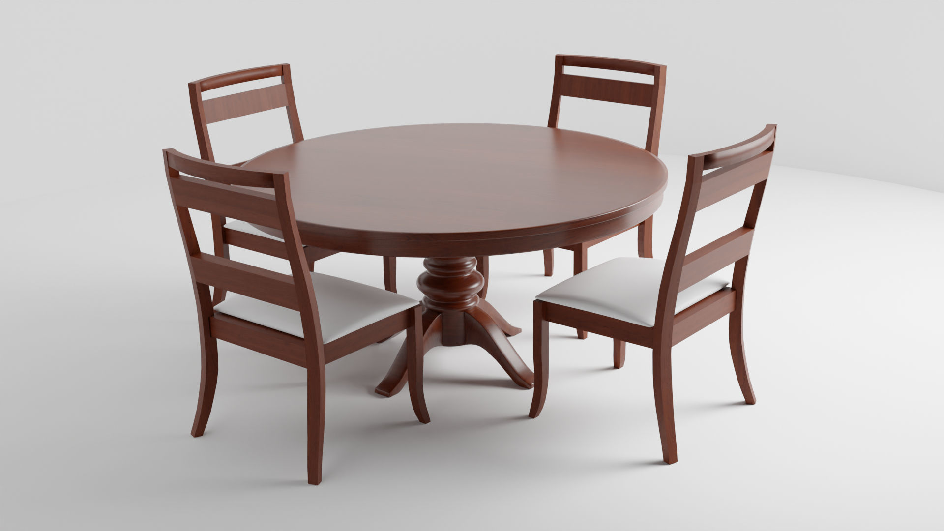 Classic Dinner Table Low-poly 3D model_1
