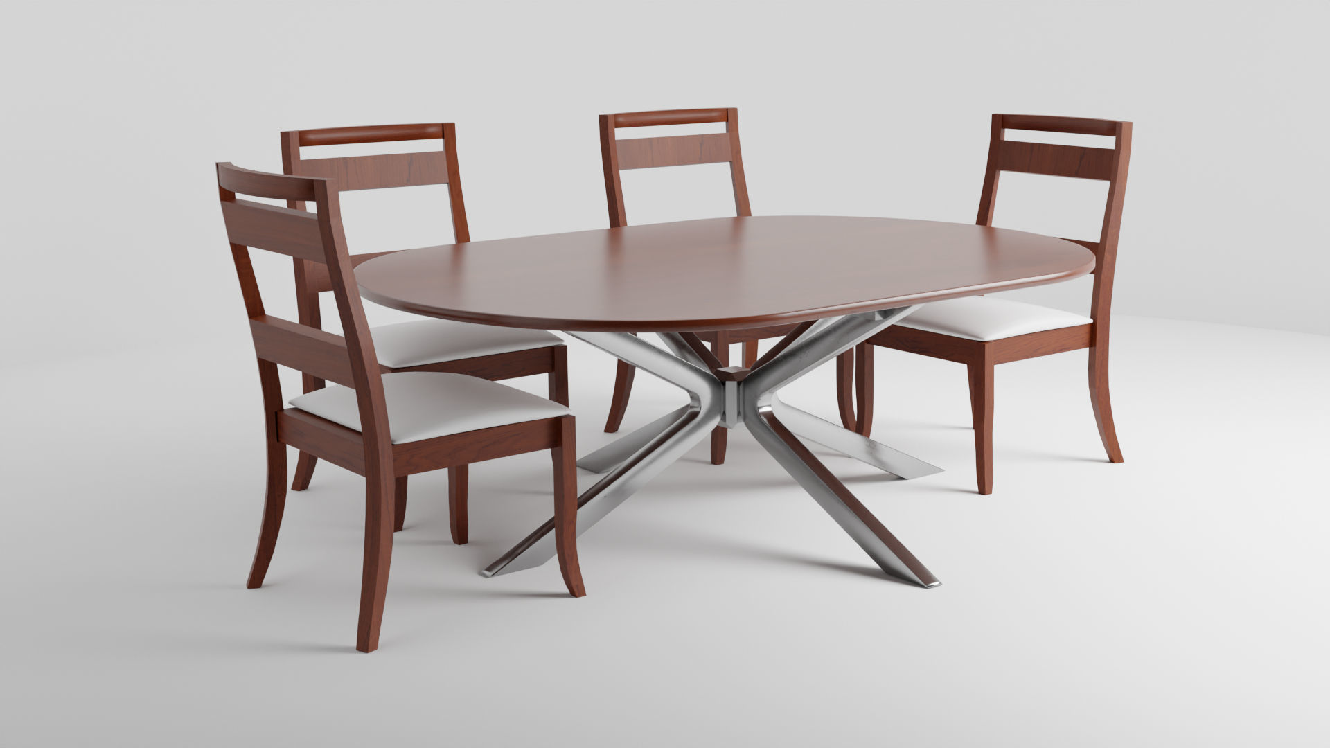 Modern Dinner Table Low-poly 3D model_2