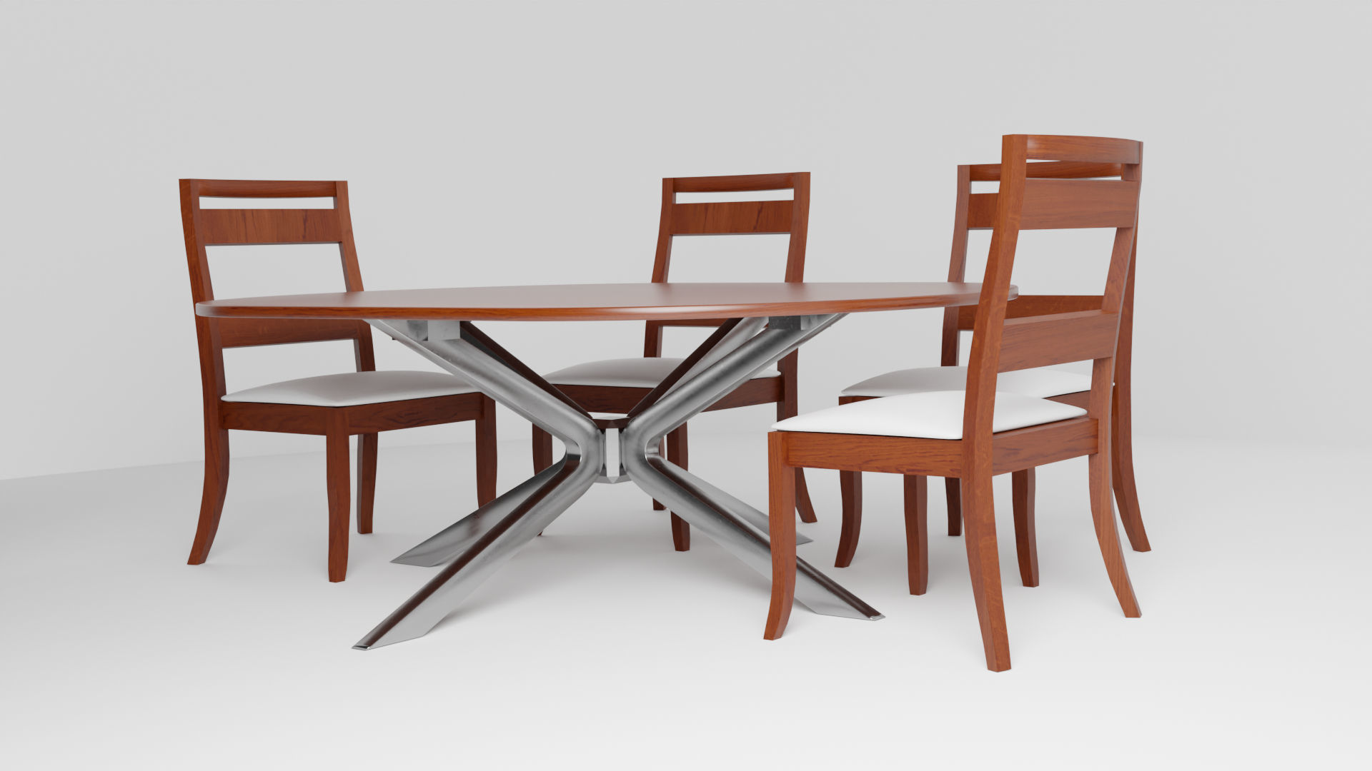 Modern Dinner Table Low-poly 3D model_3
