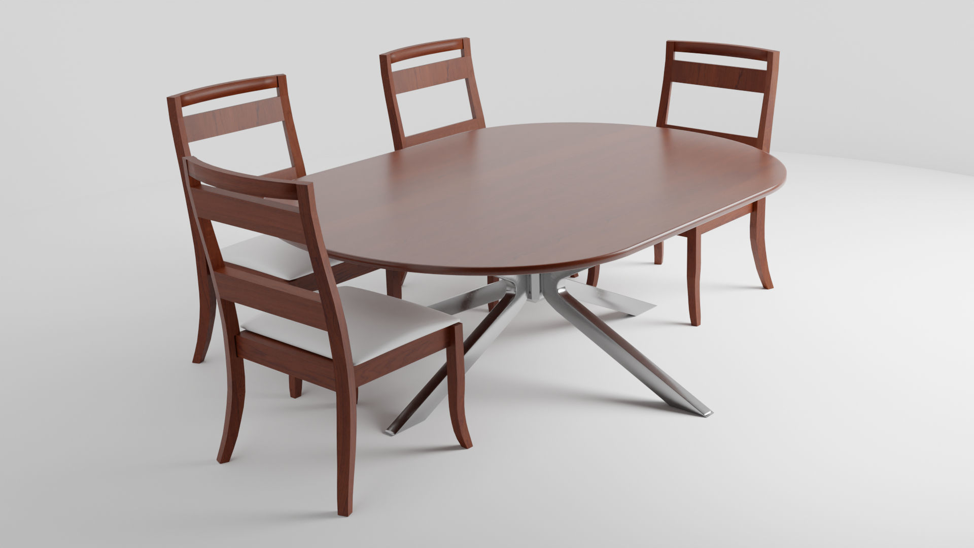 Modern Dinner Table Low-poly 3D model_1
