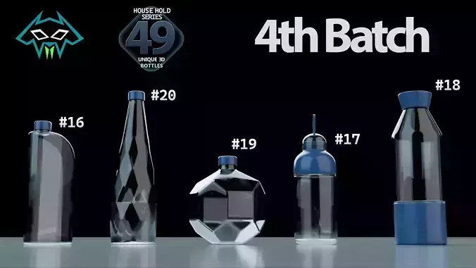 House Hold Series - 49 Unique 3D Bottles - 4th Batch Low-poly 3D model House Hold Series - 49 Unique 3D Bottles - 4th Batch Low-poly 3D model