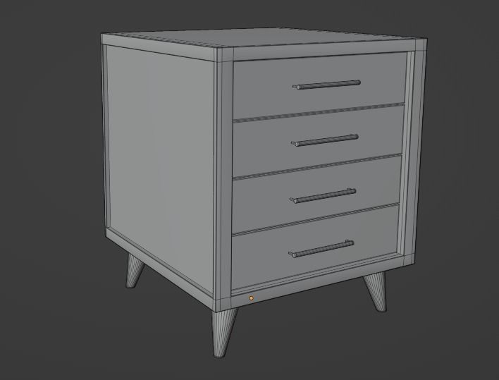 Modern Bedside Table  Low-poly 3D model_4