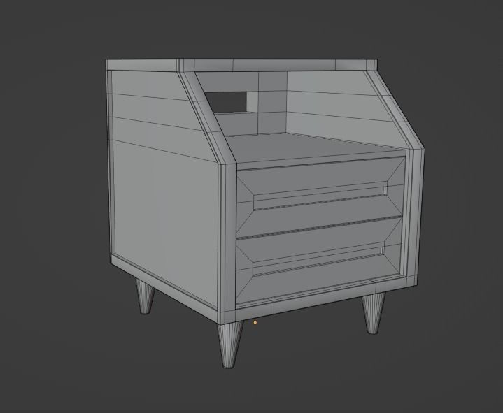 Modern Bedside Table Low-poly 3D model_4