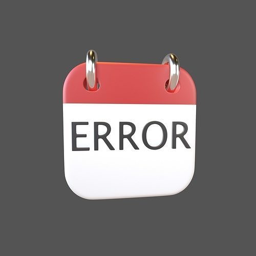 Error Calendar Icon v1 001 Low-poly 3D model