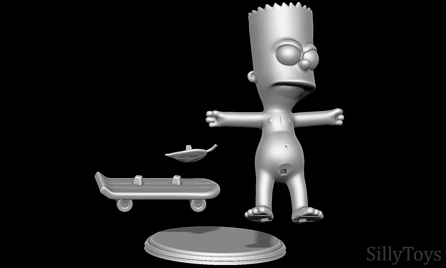 Bart Simpson Skating Naked - The Simpsons 3D print model_8