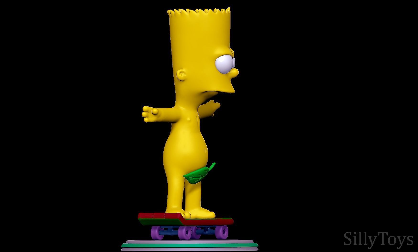 Bart Simpson Skating Naked - The Simpsons 3D print model_2