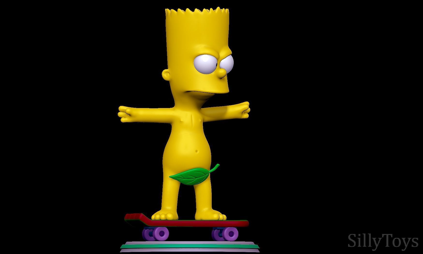Bart Simpson Skating Naked - The Simpsons 3D print model_1