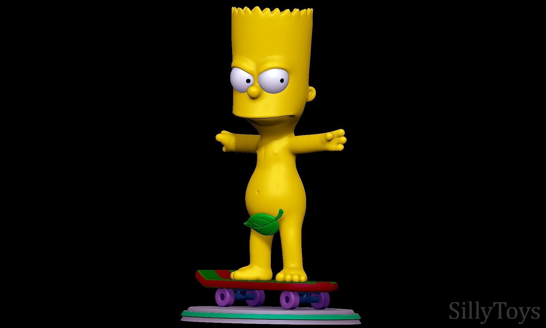 Bart Simpson Skating Naked - The Simpsons 3D print model_5