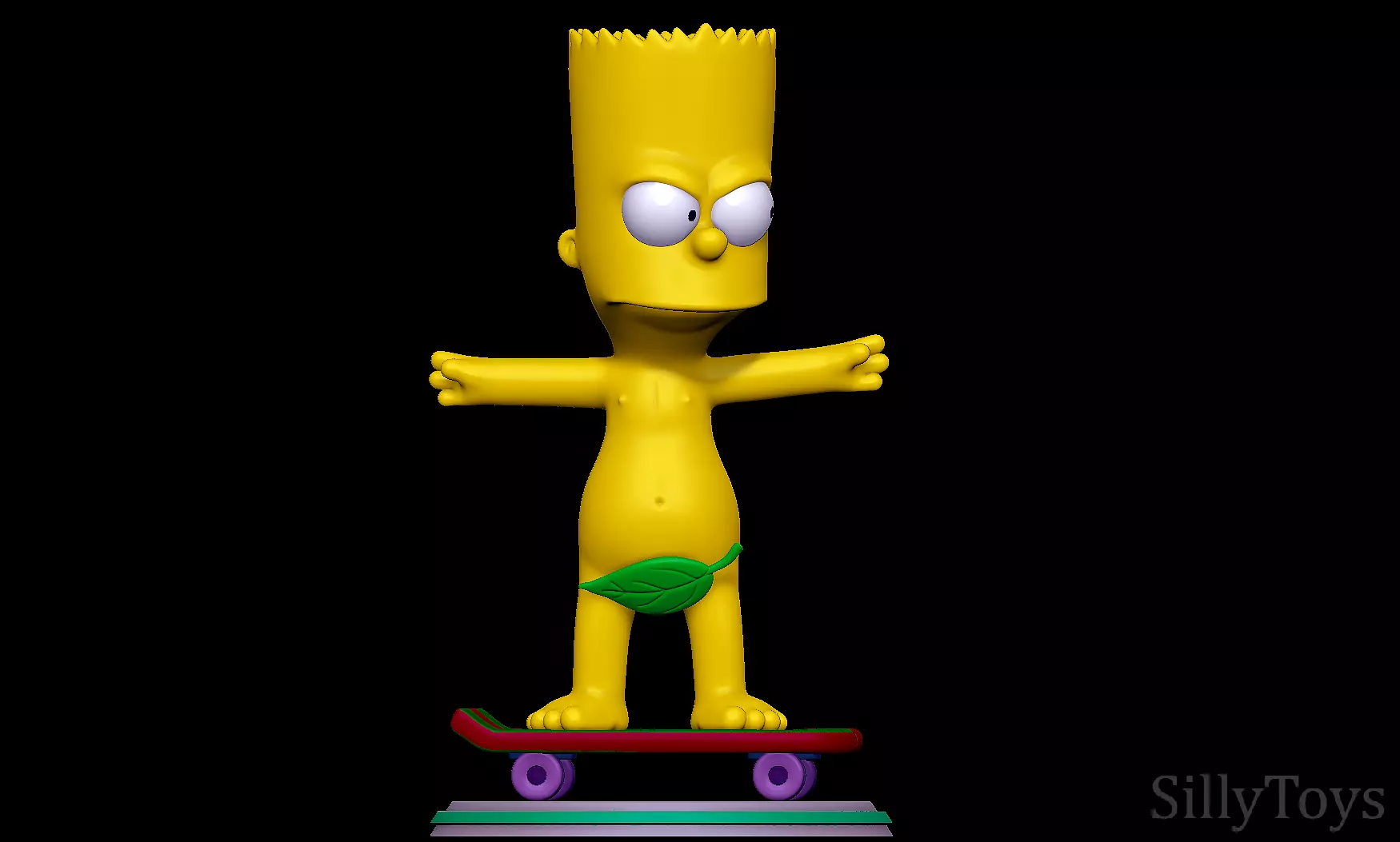 Bart Simpson Skating Naked - The Simpsons 3D print model_0