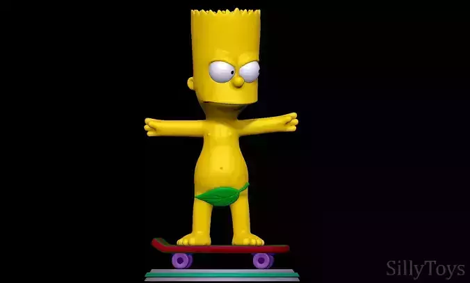 Bart Simpson Skating Naked - The Simpsons 3D print model