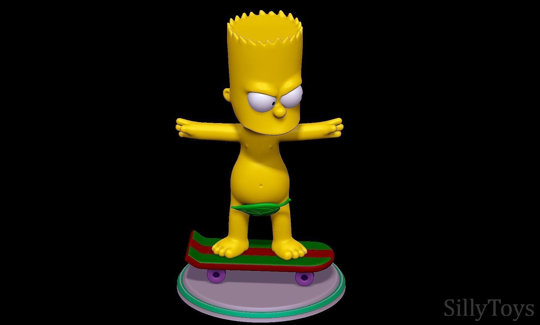 Bart Simpson Skating Naked - The Simpsons 3D print model_6
