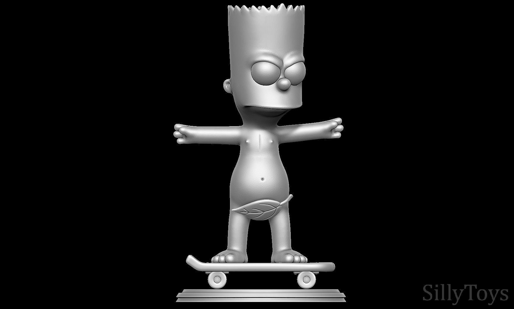 Bart Simpson Skating Naked - The Simpsons 3D print model_7