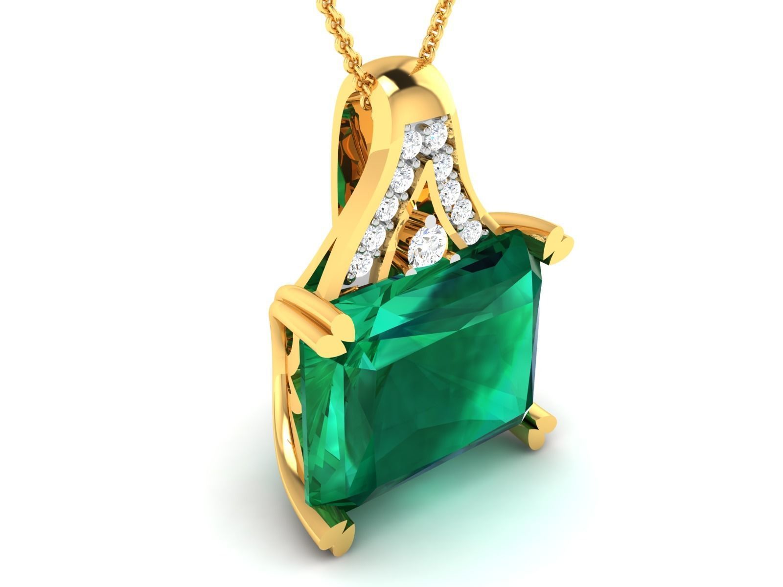 Women Emerald diamond Pendants 3D print model_2