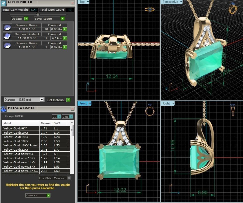 Women Emerald diamond Pendants 3D print model_5