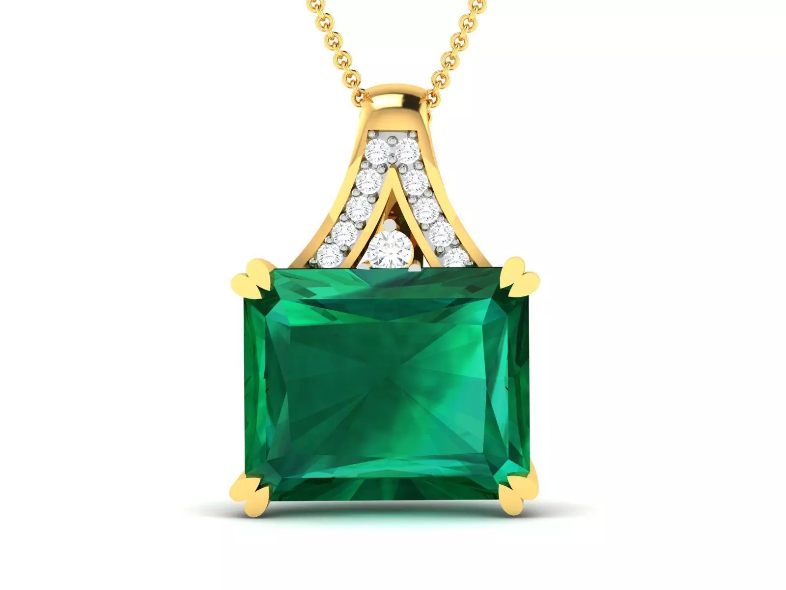 Women Emerald diamond Pendants 3D print model_0