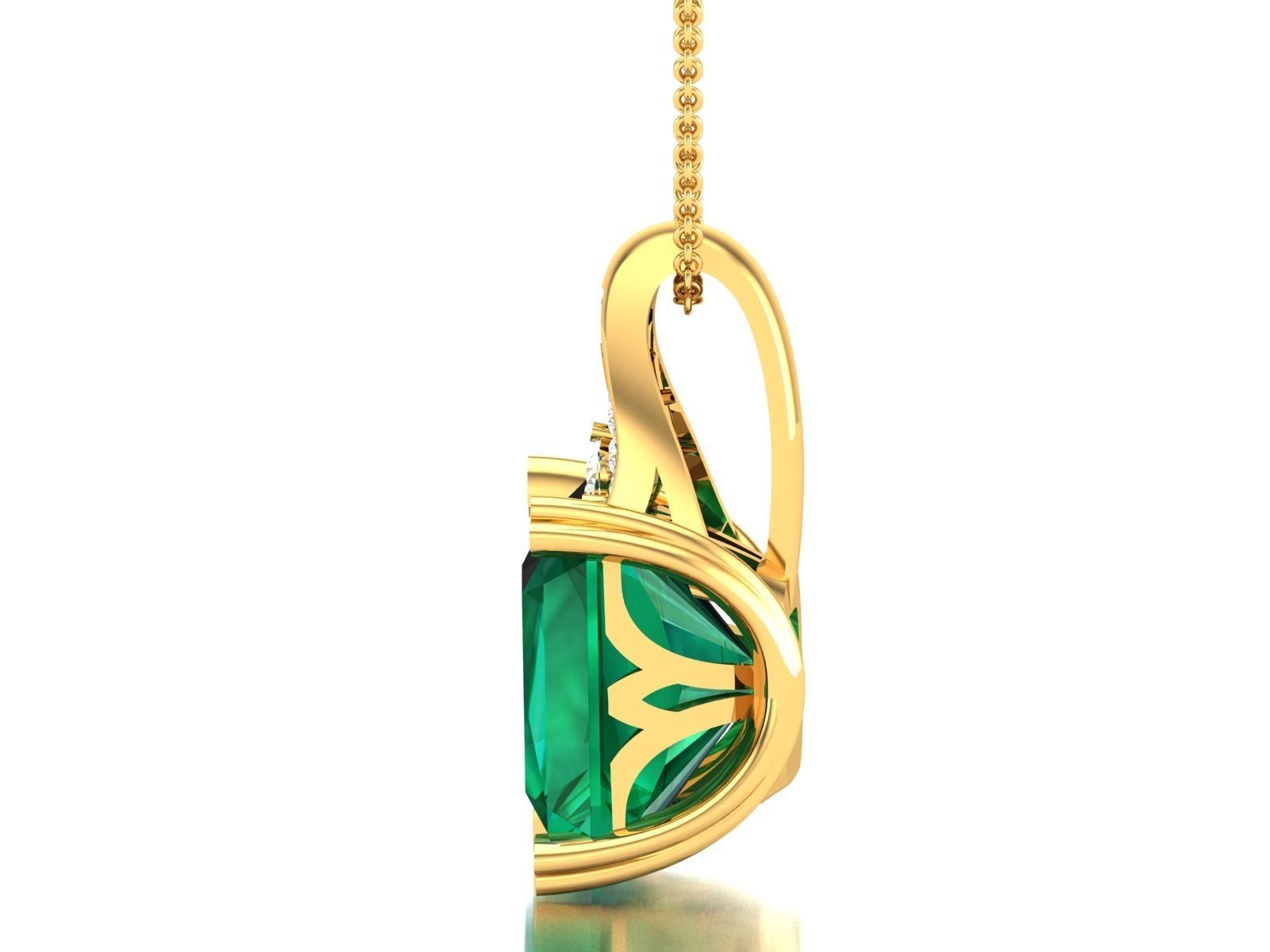 Women Emerald diamond Pendants 3D print model_6