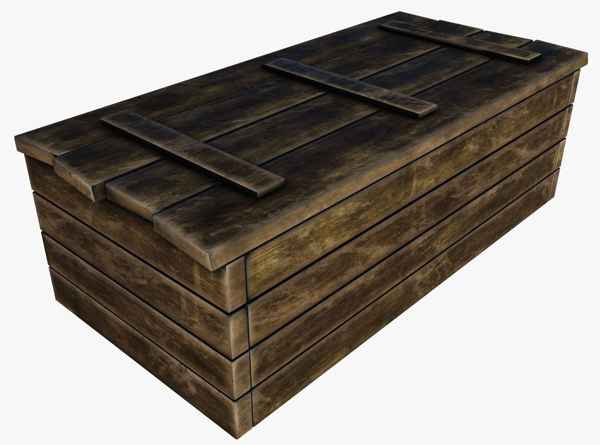 wooden case Low-poly 3D model_1