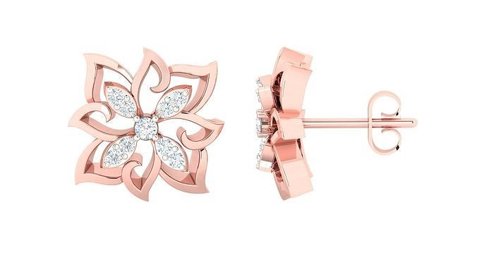 Women Earrings 3dm STL OBJ FBX Renders Details 3D print model