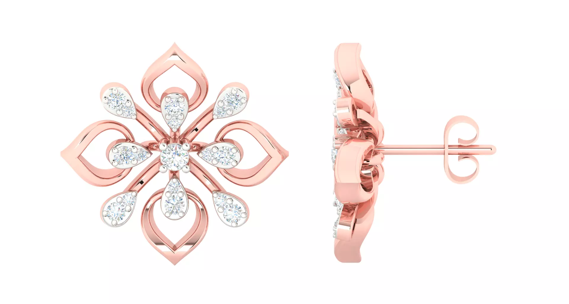 Women Earrings 3dm STL OBJ FBX Renders Details 3D print model_0