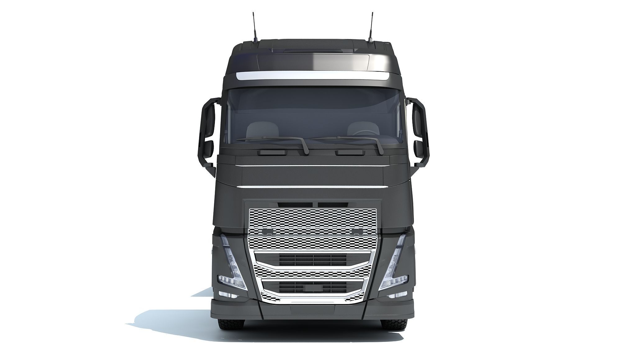 Truck with Platform Trailer 3D model_10