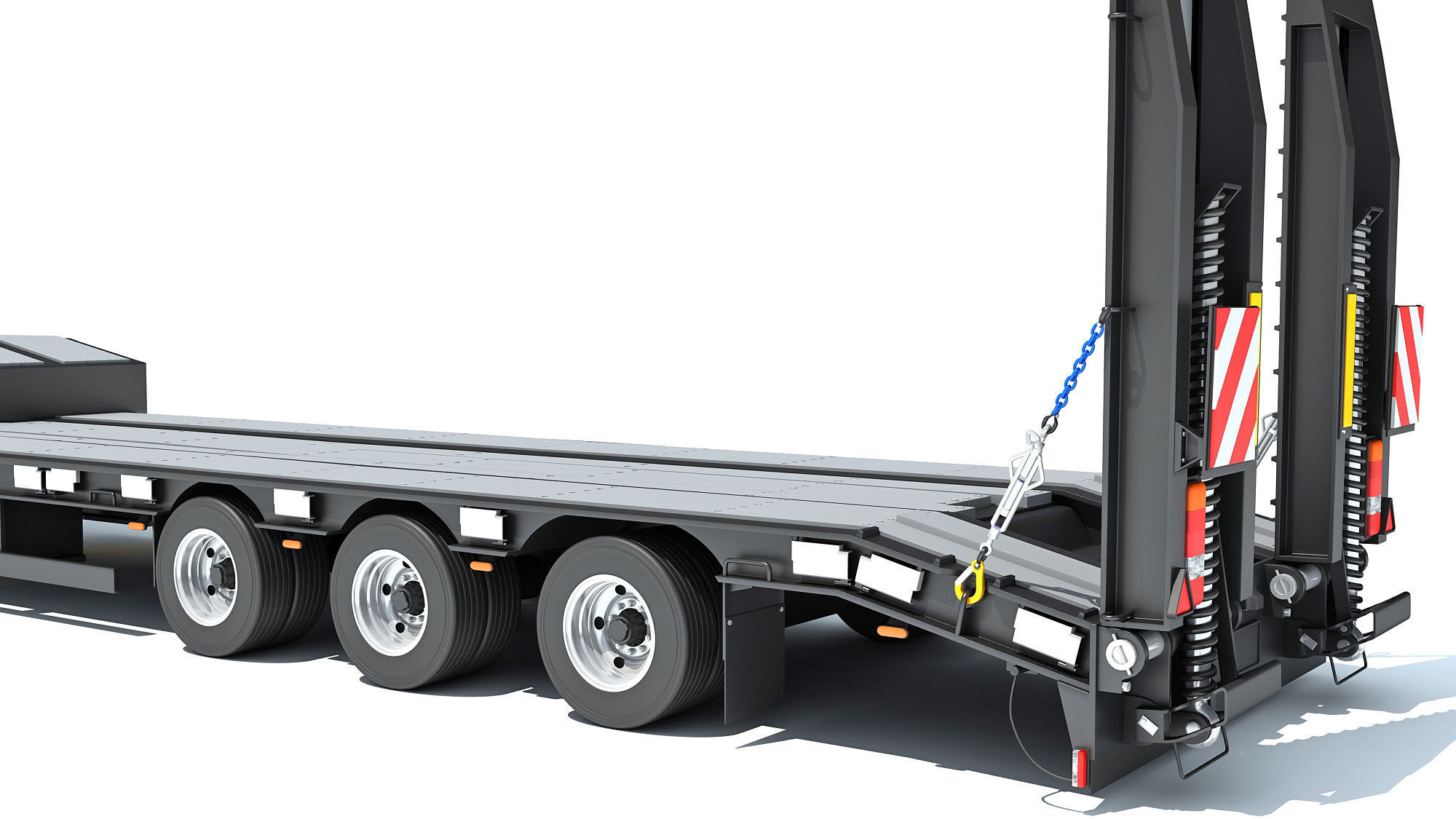 Truck with Platform Trailer 3D model_15