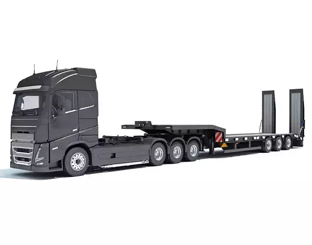 Truck with Platform Trailer 3D model