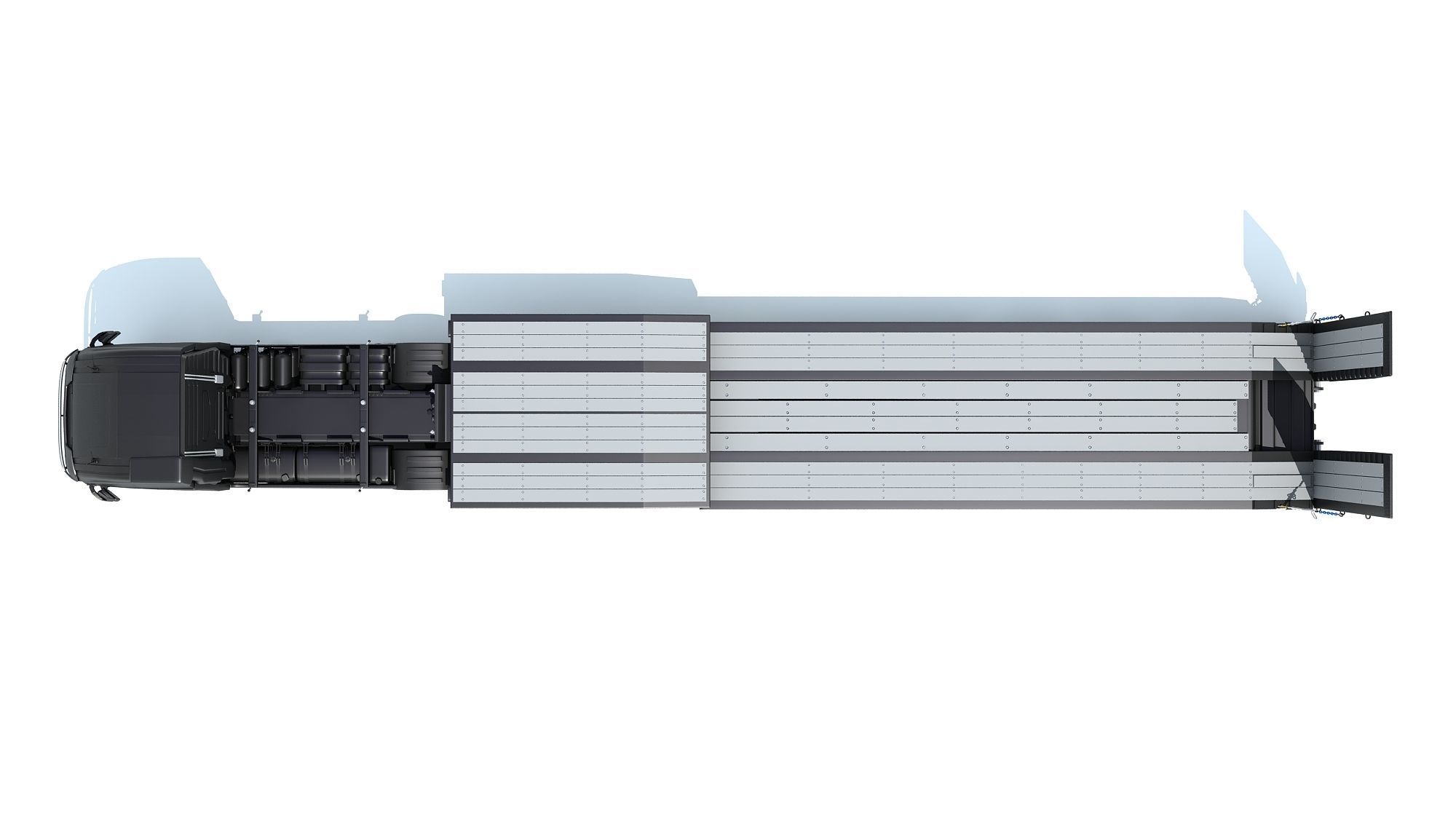 Truck with Platform Trailer 3D model_11