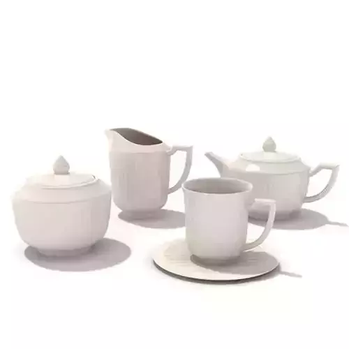 White Tall Retro Tea Set