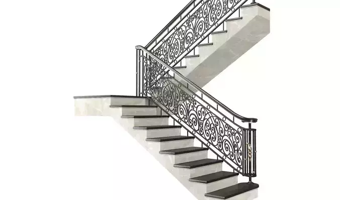 Modern marble classic stair staircase in Art Deco style