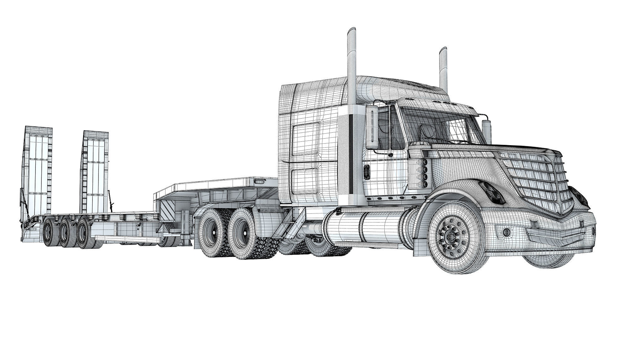 Lowboy Truck 3D model_19