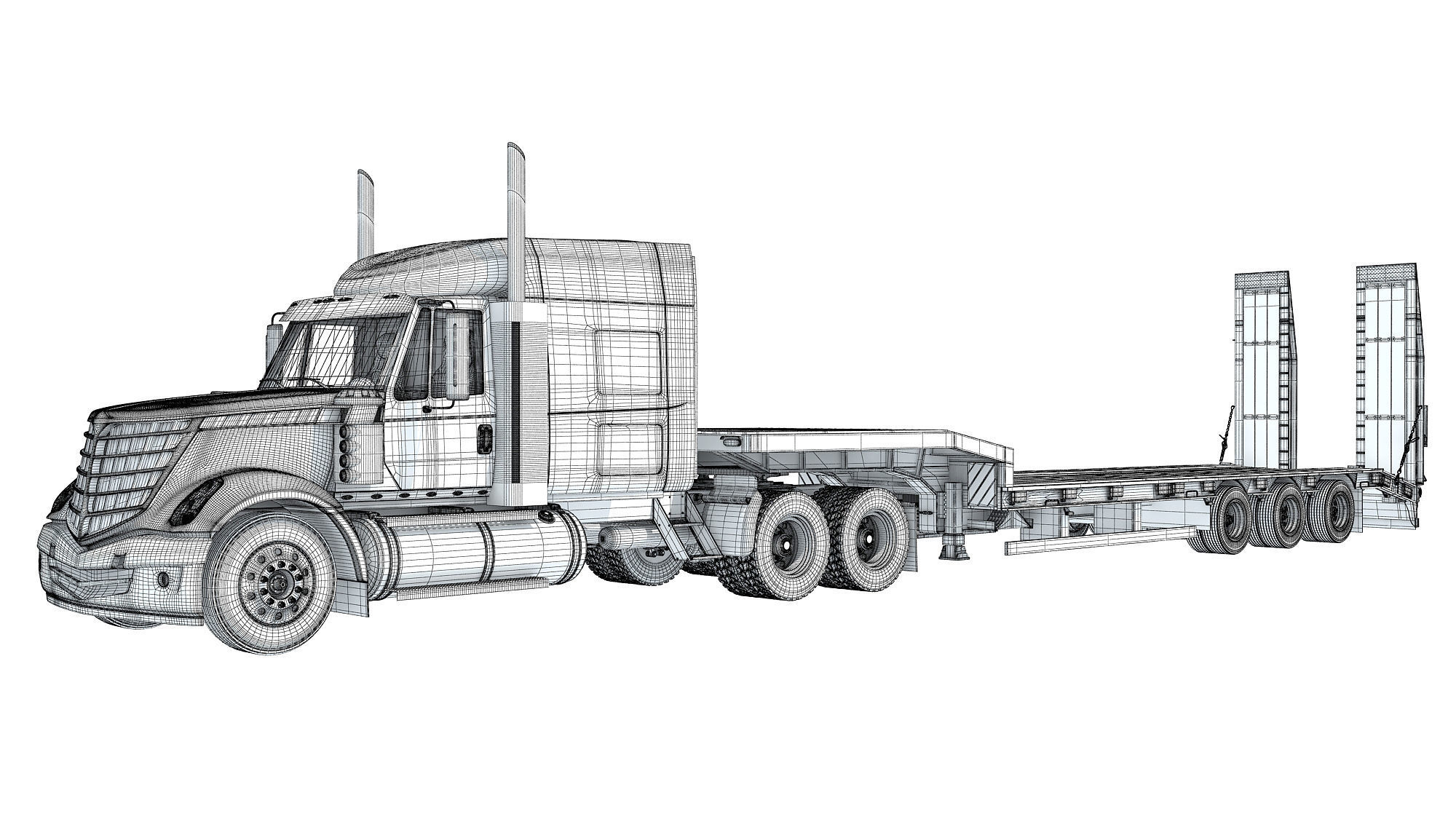 Lowboy Truck 3D model_16