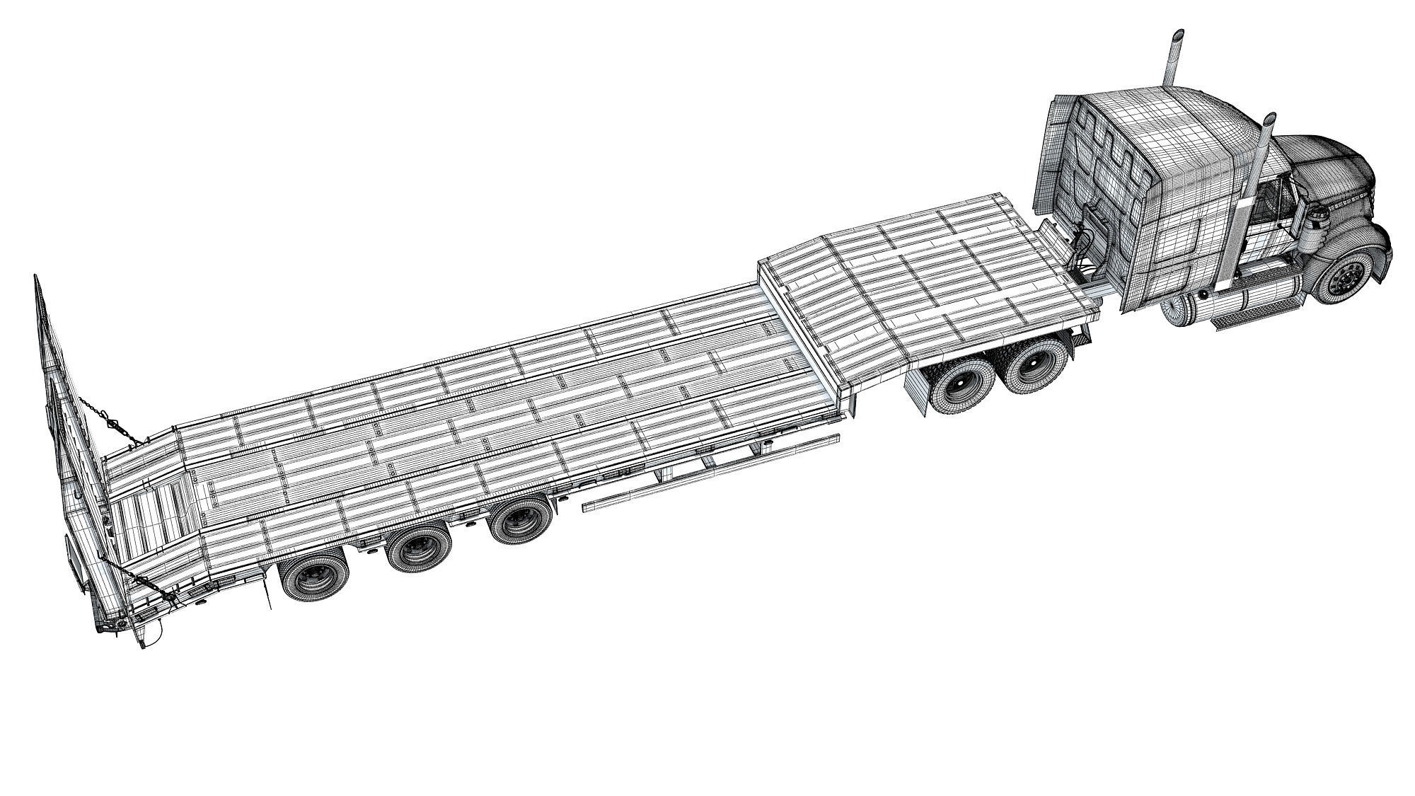 Lowboy Truck 3D model_18