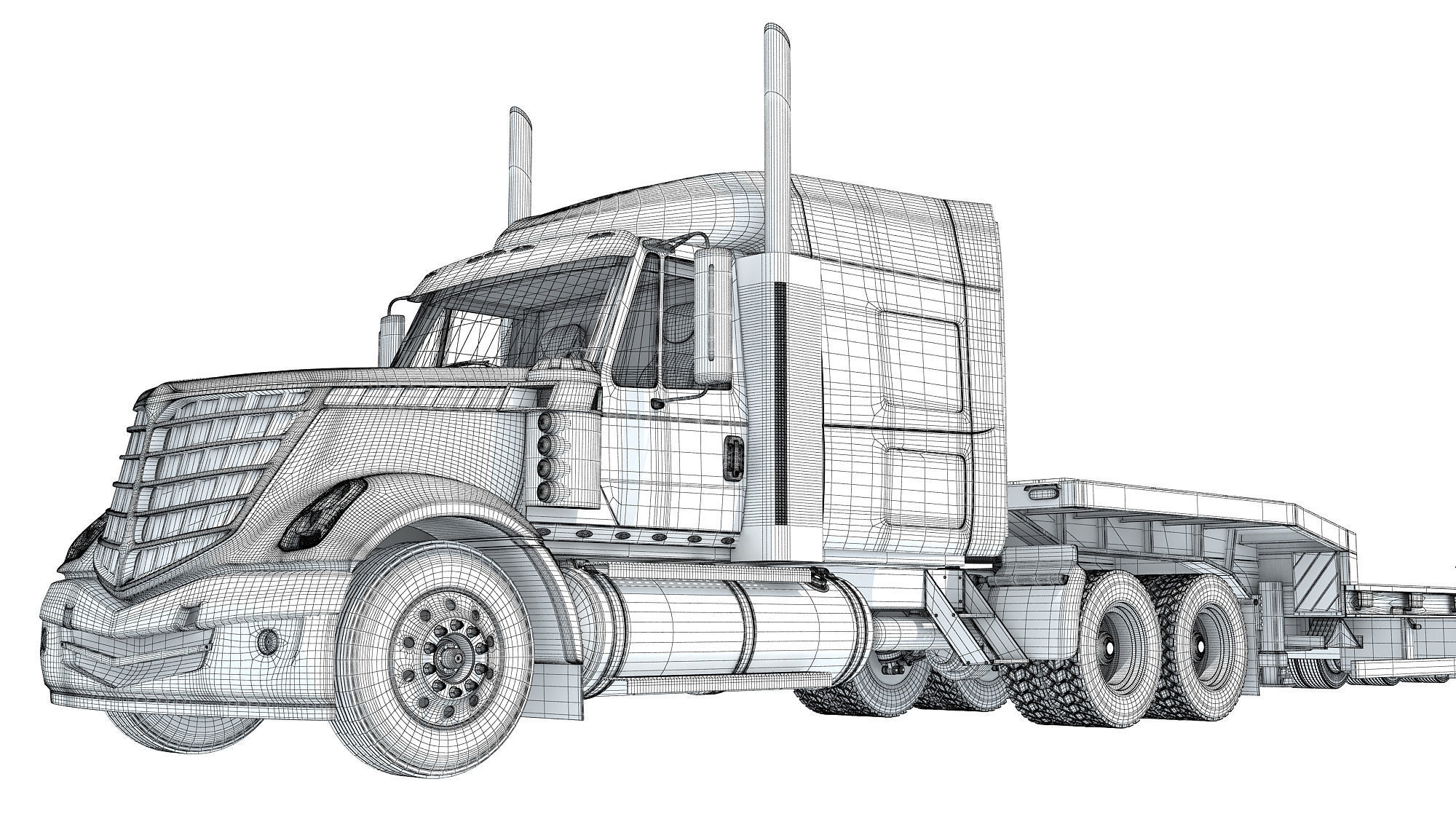 Lowboy Truck 3D model_20