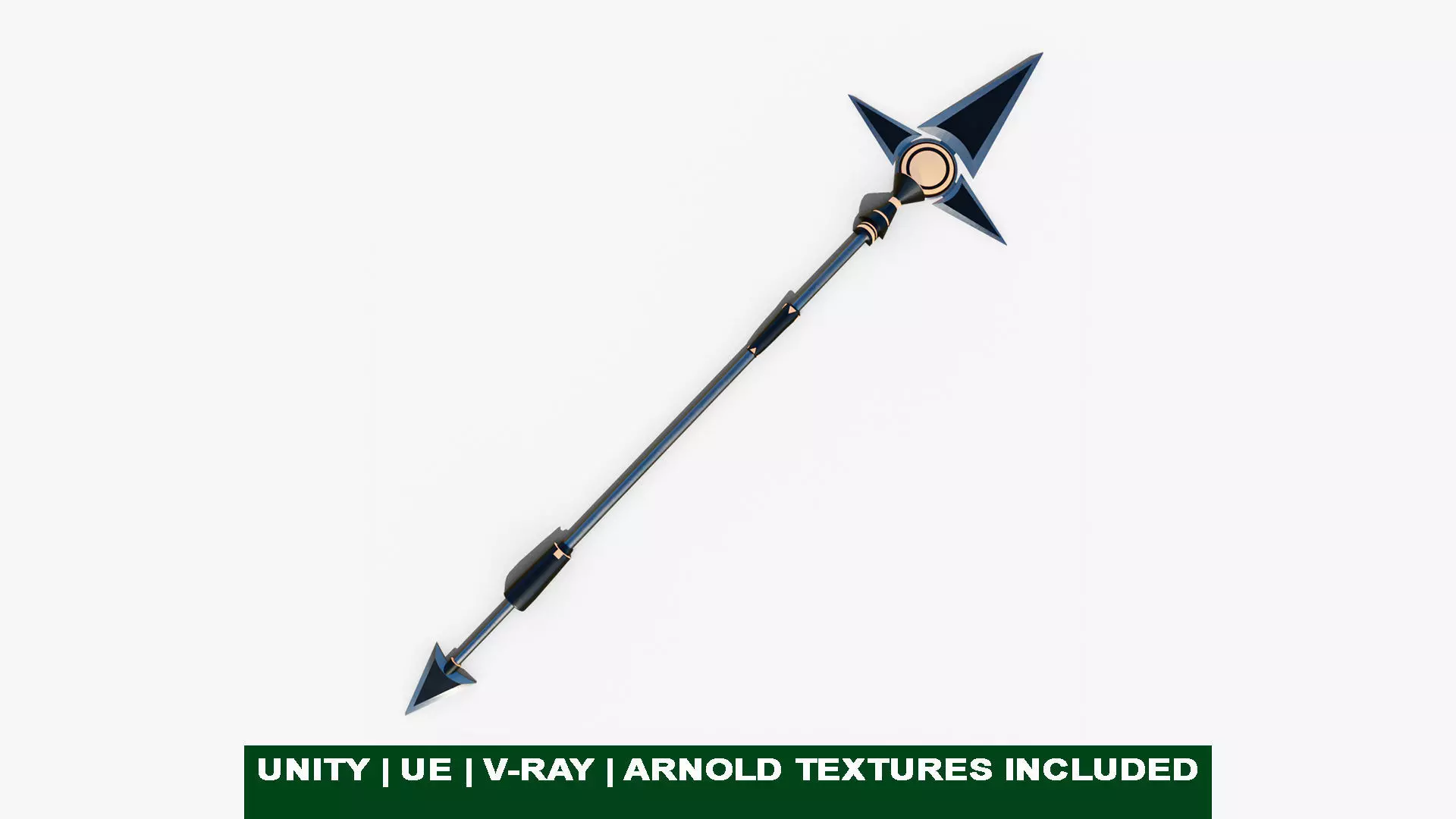 3D Fantasy Spear 03 Glow With PBR Low-poly 3D model_0