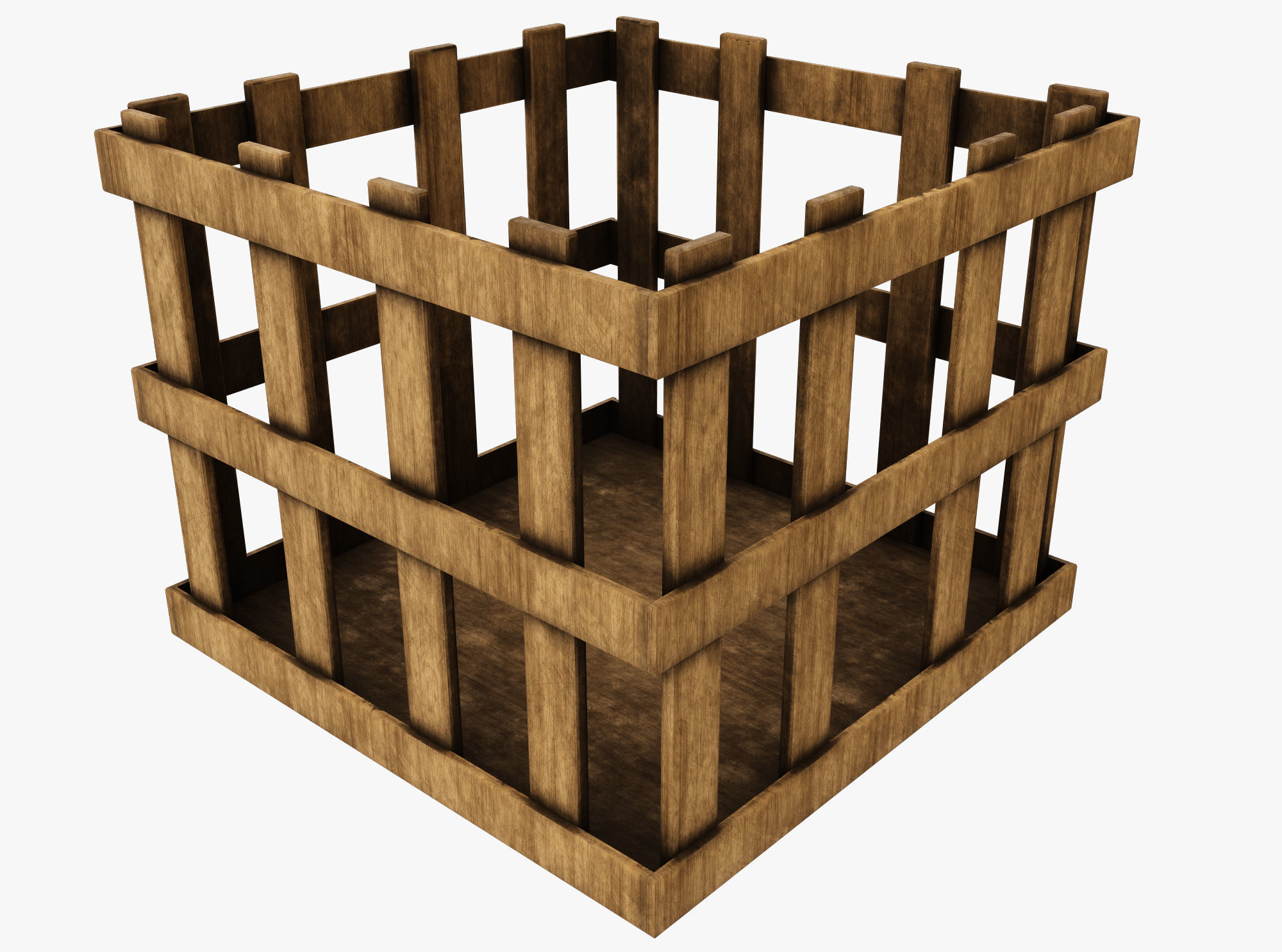 wooden case Low-poly 3D model_1